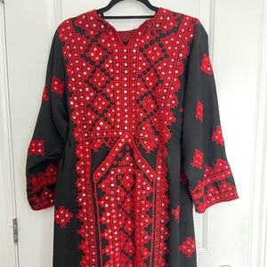 Balochi boho style mirrored embroidered statement dress tunic